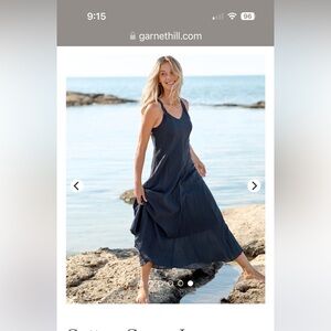 Garnet Hill Navy Tiered Maxi Sundress